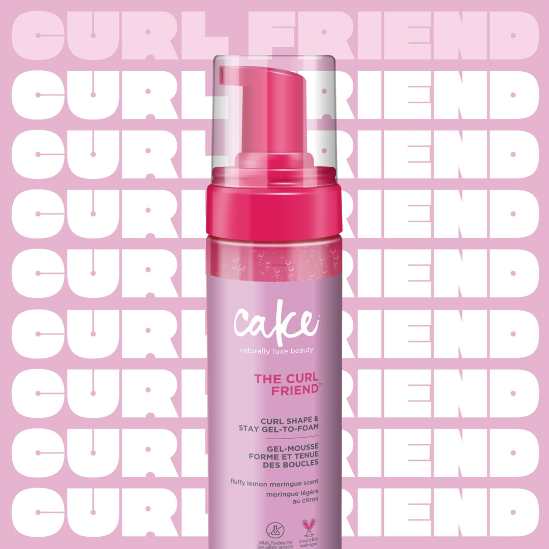 Cake Beauty Gel-to-Foam Styler, The Curl Friend – Volumizing & High Hold Gel to Foam - Flake Free Frizz Control - Infused with Coconut Oil & Shea Butter - For Curly Hair- 6.8 fl oz./ 200 mL