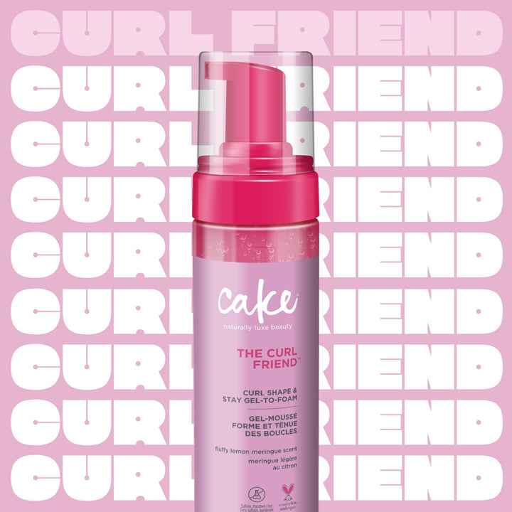 Cake Beauty Gel-to-Foam Styler, The Curl Friend – Volumizing & High Hold Gel to Foam - Flake Free Frizz Control - Infused with Coconut Oil & Shea Butter - For Curly Hair- 6.8 fl oz./ 200 mL