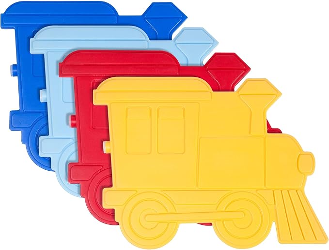 Wildkin Kids Ice Packs (4 Packs) for Boys & Girls, Perfect for Daycare & Preschool Slim & Reusable Ice Packs, Keep Lunches Fresh & Cool for School & Travel, Portable Ice Packs for Kids (Train)