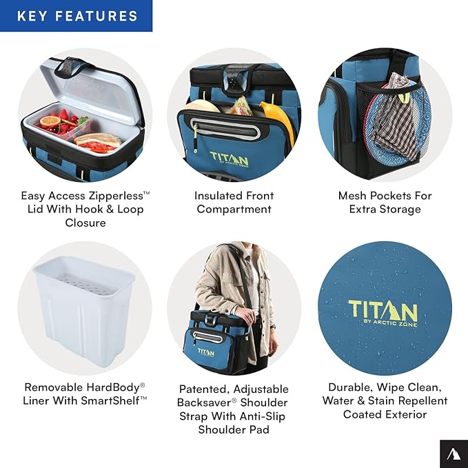 Arctic Zone Titan Deep Freeze Cooler - Zipperless Hardbody Cooler - Small & Large Capacity- Beach & Camping Cooler - Deep Freeze Insulation, HardBody Liner, and SmartShelf