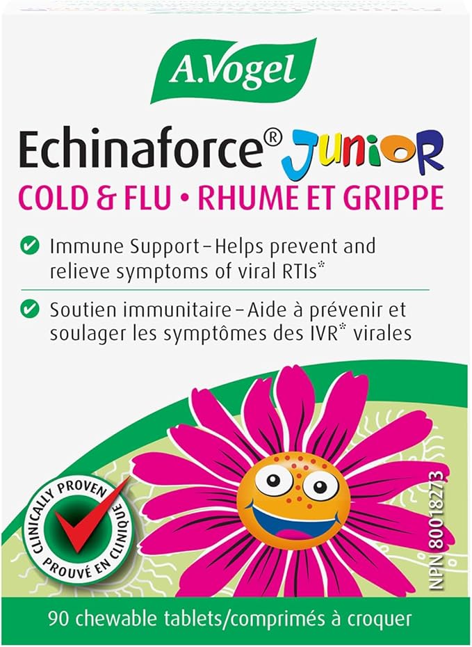 A.Vogel Echinaforce Junior Chewable Tabs | Organic Echinacea Tabs | Cold and Flu Symptoms Relief | Immune System Support | Children 2+ | 90Tabs