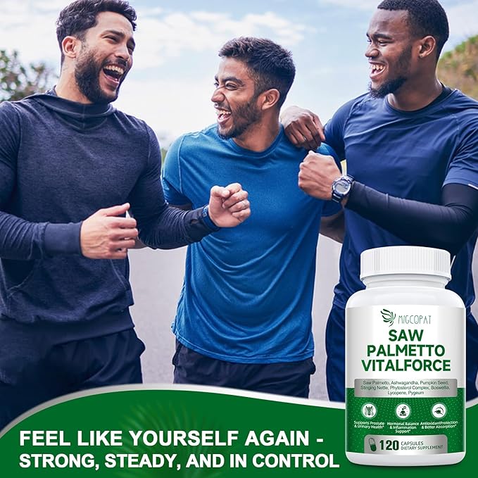 Saw Palmetto for Men - Prostate Support Supplement with Ashwagandha, Zinc, Pumpkin Seed, Lycopene & Stinging Nettle– Herbal Formula for Prostate, Urinary Wellness and Hormone Balance – 120 Capsules