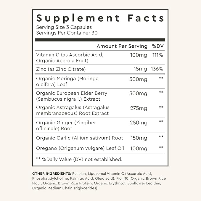 Alaya Naturals Immunity Blend - Advanced Immune Support with Vitamin C, Zinc, Elderberry, Garlic, Ginger, Morgina, Oregano and Astragalus: Support Immunity and Overall Health - 90 Capsules