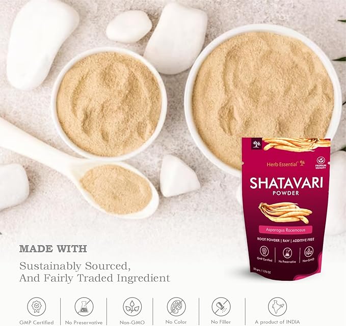 3.52 Ounce 100% Natural Shatavari Powder, Asparagus Racemosus, Pure Ayurvedic Herb for Energy & Vitality, Vegan, No Preservatives, (1.76 Ounce Pack of 2)