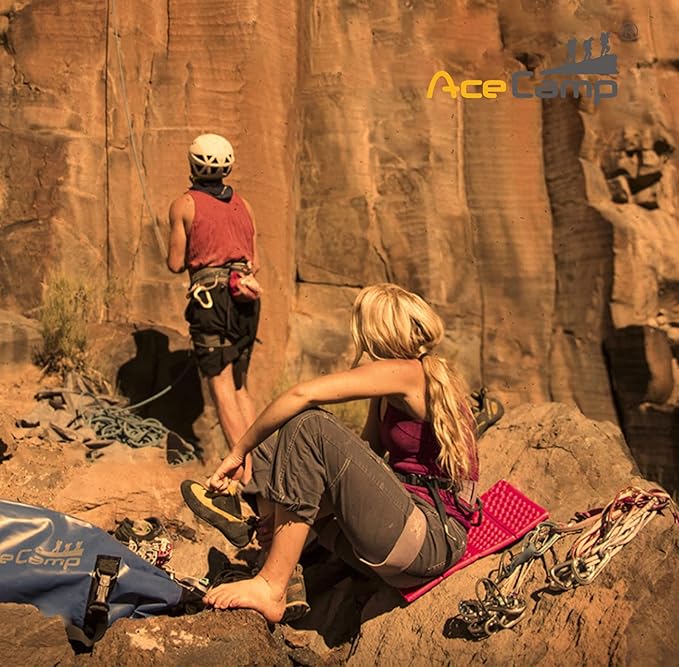 AceCamp 3940 Portable Lightweight Mini Waterproof Folding Mat, Foam Sitting Pad for Outdoor Activities, Foldable Kneeling and Seat Cushion for Comfort, Red