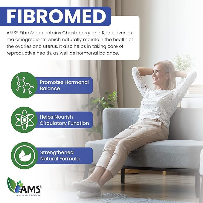 America Medic & Science FibroMed (60 Capsules) | Hormonal Balance Supplement for Women | with Chasteberry, Red Clover, Echinacea, and Other Natural Herbs | Supports Reproductive Health