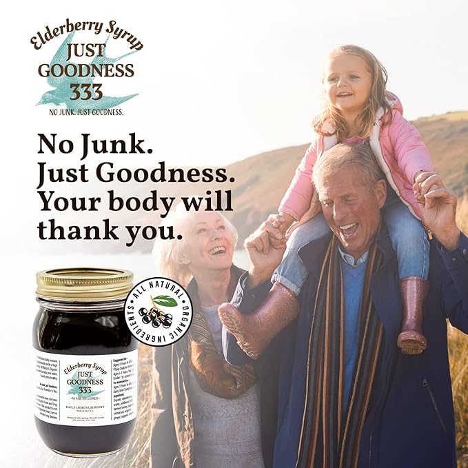 All Natural Elderberry Syrup (16 fl oz) for Adults and Kids, Daily Immune Support Herbal Supplement with Antioxidants, Organic Sambucus Elderberry
