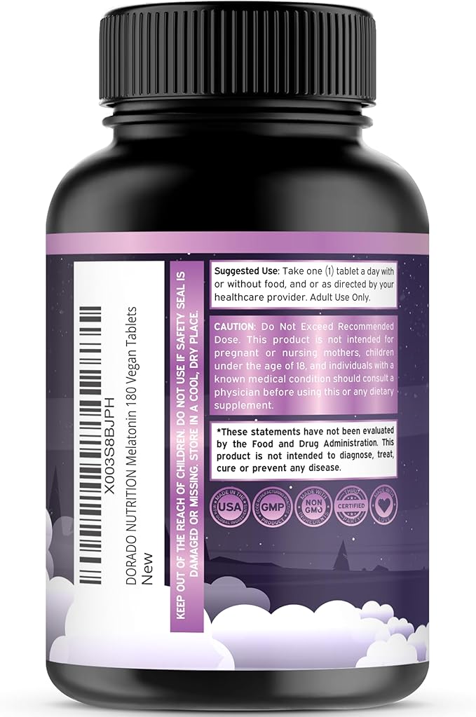 Melatonin 20mg Tablets for Adults (180 Count) - Quick Dissolve with 20mg of Melatonin Per Tablet - High Potency, Gluten-Free, Non-GMO, Vegan - Mixed Berry Flavor - Bulk Supply - USA Made