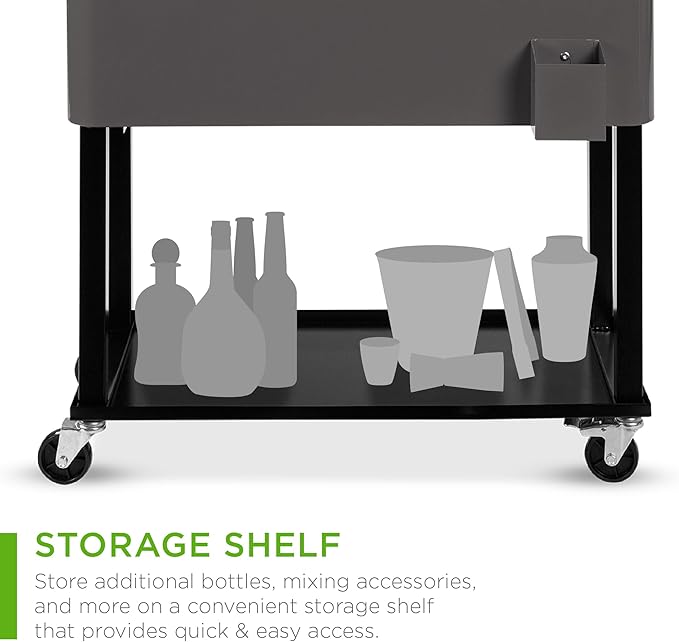 Best Choice Products 80-Quart Outdoor Steel Rolling Cooler Cart w/Ice Chest, Bottle Opener, Catch Tray, Drain Plug, Locking Wheels