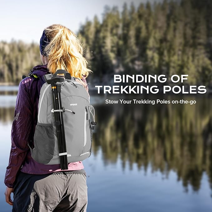 15L Water-resistant Hiking Daypack, Small Backpack Travel Outdoor, Lightweight Day Pack with Tool Loops