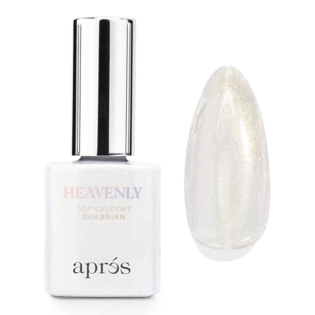 Apres Heavenly Top Gelcoat, 15 ml Non-Wipe Nail Gel Polish Top Coat, Shimmery Long Lasting Topcoat (Guardian, 15 ml)