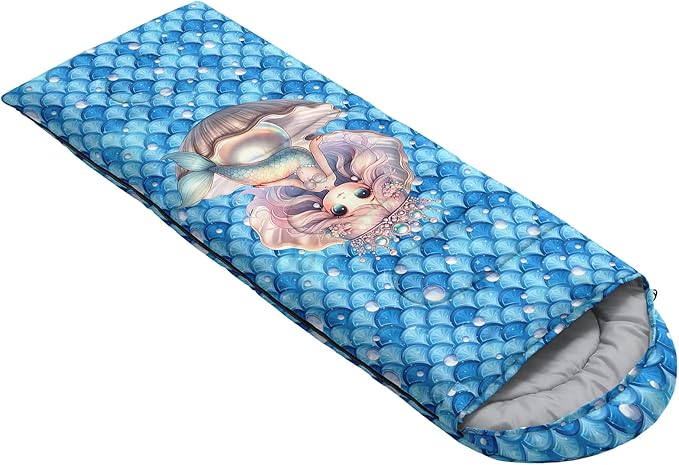 AILONEN Cartoon Fox Camping Sleeping Bag for Boys Girls Adults,Lightweight & Waterproof,3 Season Warm & Cold Weather,Portable,Kawaii Fox Printed Sleeping Bag,Traveling,Camping,Hiking