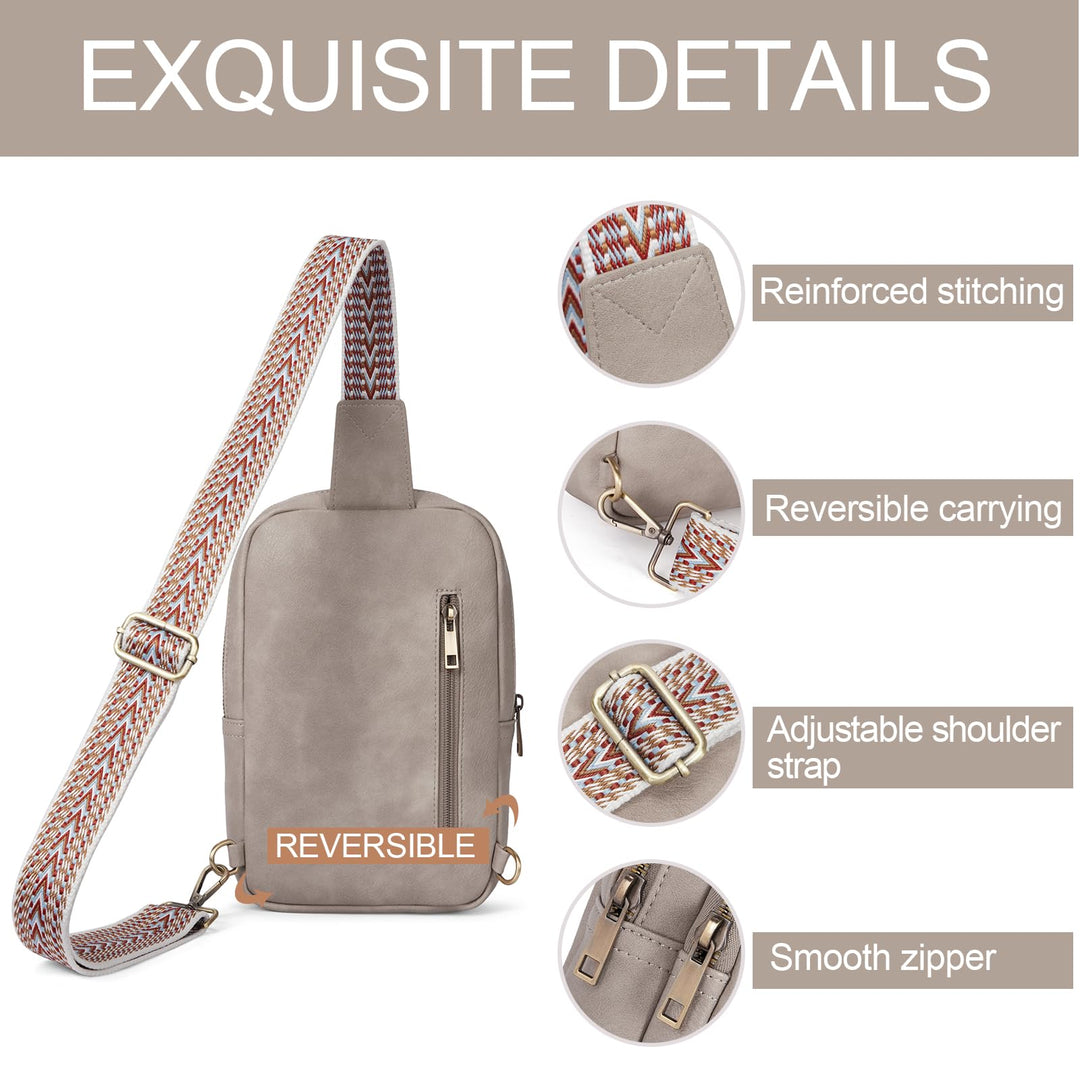 CLUCI Crossbody Bags for Women Sling Bag for Women Men Leather Large Cross Body Bag for Woman Sling Backpack Crossbody Backpack for Travel Hiking Outing