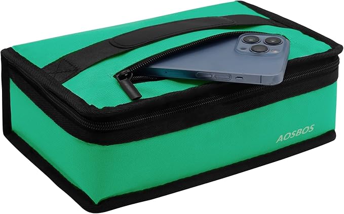 Aosbos Small Lunch Bag Insulated Lunch Box for Men Women Portable Mini Cooler Bags Compact Soft Lunch Tote Thermal Lunch Pail Lunchbox Reusable Meal Prep Container Cool Green