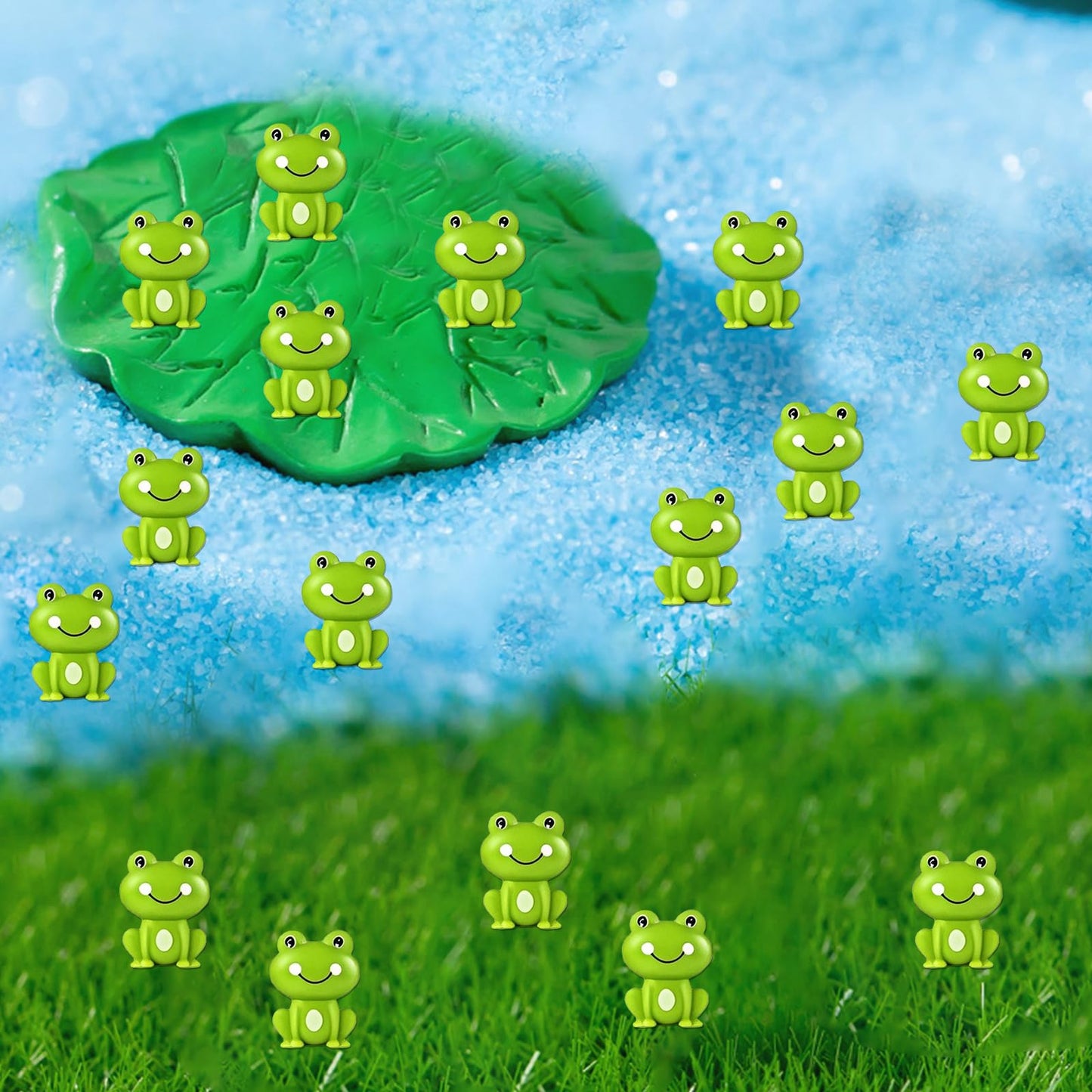100 Pieces Mini Green Plastic Frog Garden Decorations, Wsimily Tiny Frog Sculptures for Fairy Garden, Dollhouse Décor, Party & Home Decoration - Cute Miniature Frog Figurines