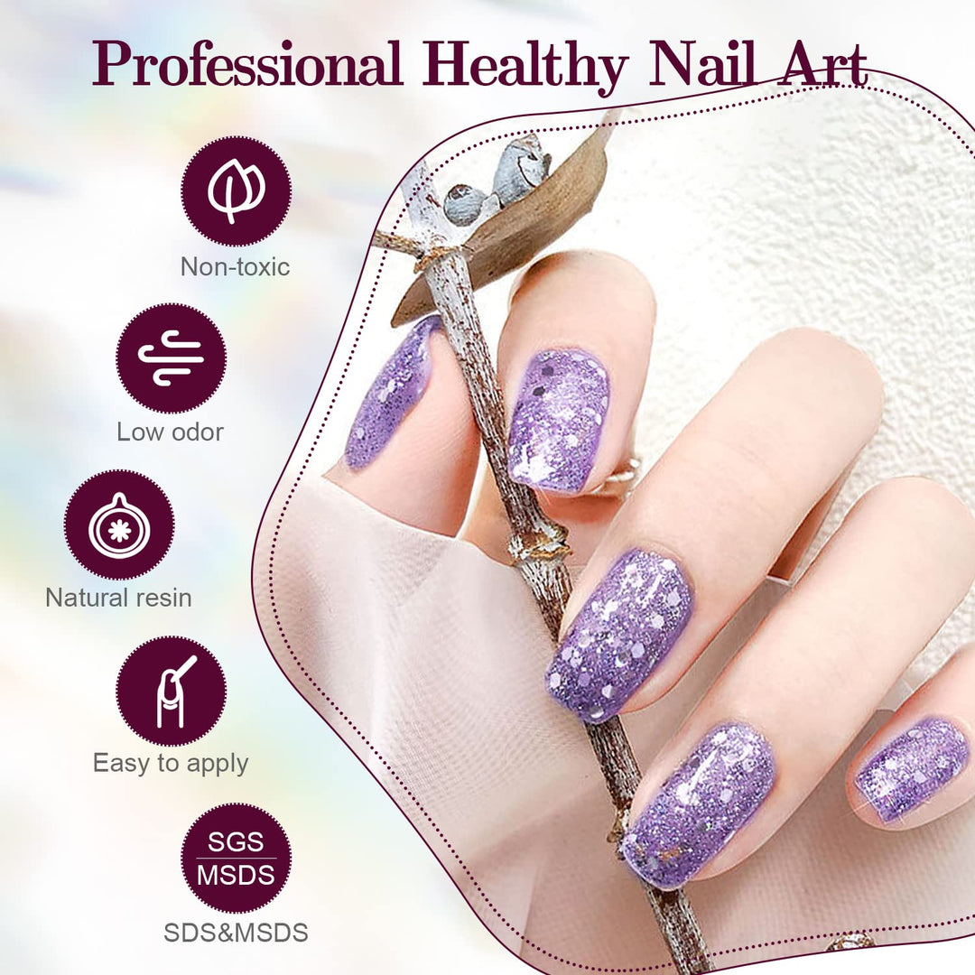32+4 Pcs Gel Nail Polish Kit | Glitter Soak Off Gel for DIY Manicure