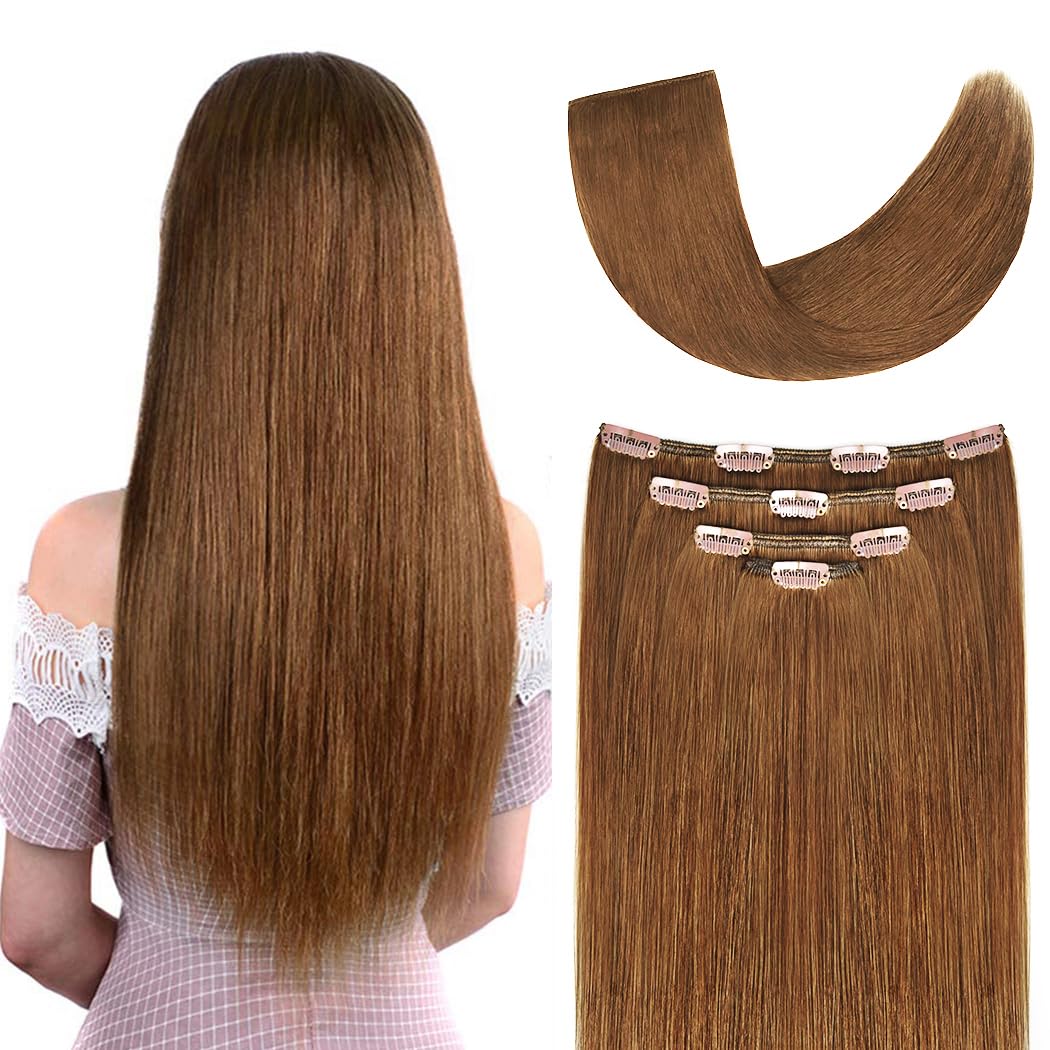 12'' Clip In Hair Extensions Remy Human Hair For Women - Silky Straight Clip In Hair Extensions Human Hair 50Grams 4Pieces Chest
