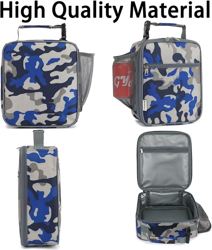 Lunch Box for Kids Boys Girls Men Women, Insulated Small Soft Cooler Lunch Bag Kit for School Work Picnic Travel - Reusable Portable lunchbox,Blue Camouflage
