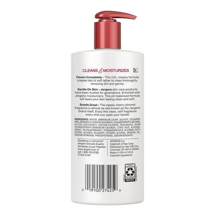 Jergens Extra Moisturizing Hand Soap, Liquid Soap Refill with Jergens Cherry Almond Scent, Hand Wash For Dry Hands, 8.3oz, Pack of 3