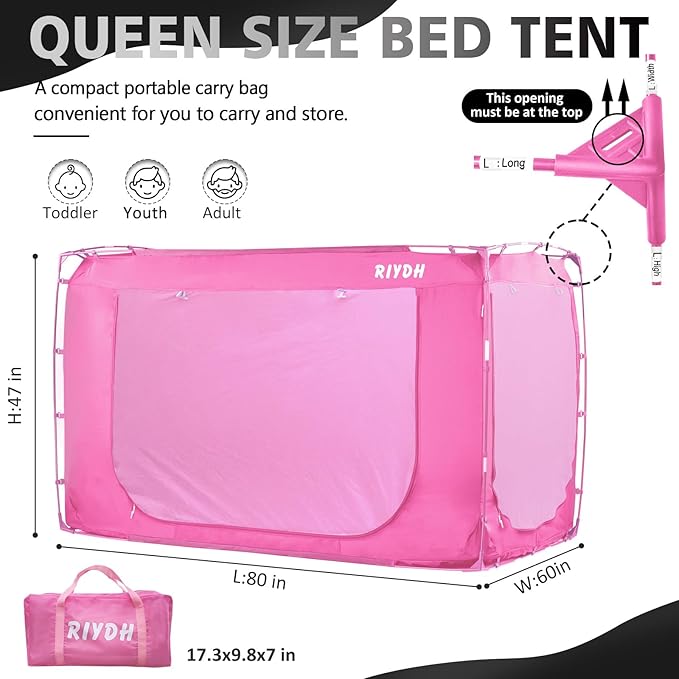 Bed Tent Bed Canopy Queen Size Tents for Adult and Kids- Original Design Portable Dream Tent Indoor Sleeping 80% Blackout with 3 Doors Breathable Big Space Tents