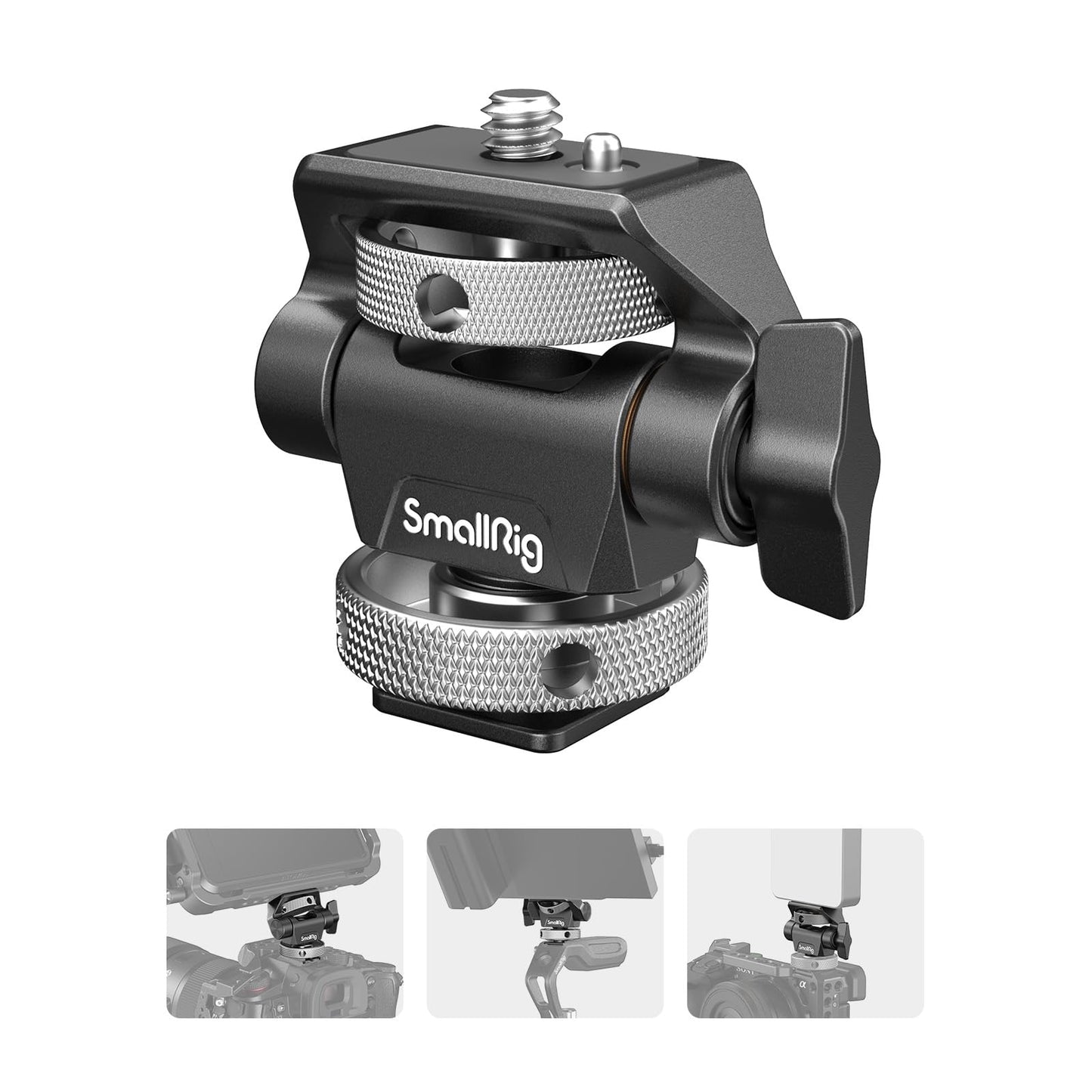 (New Version) SMALLRIG Camera Monitor Mount with Cold Shoe Adapter, 360° Swivel and 180° Tilt Adjustable Monitor Holder with Thumbscrew, Anti-twist Design, Max Payload 2.3kg - 2905B