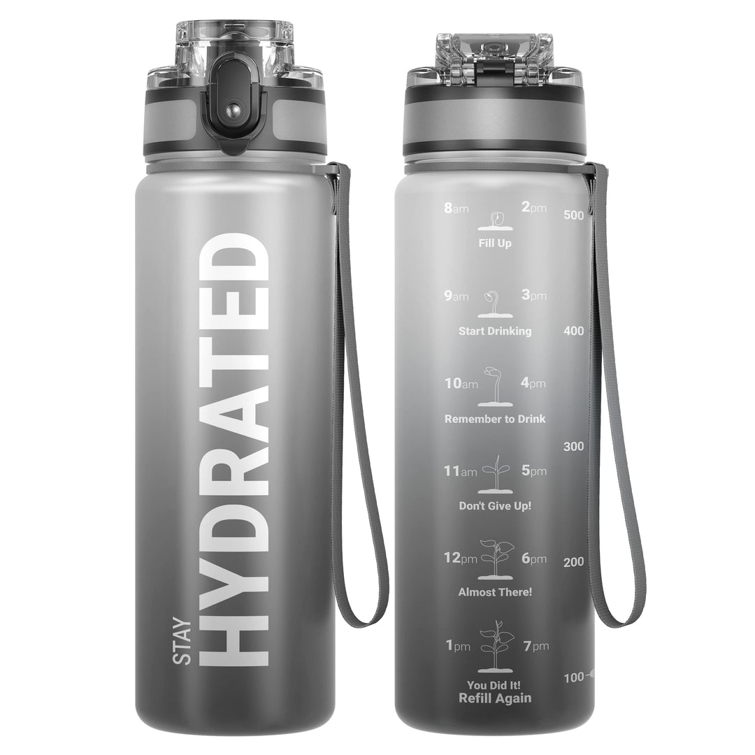 Sahara Sailor Water Bottles, 17oz Motivational Sports Water Bottle with Time Marker - Times to Drink - Tritan, BPA Free, Wide Mouth Leakproof, Fast Flow Technology with Clean Brush (1 Bottle)