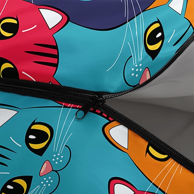Axolotl Colorful Cats 3 Season Sleeping Bag for Kids, Girls, Teens - Warm and Cool Weather Pet Animal Theme, Waterproof Lightweight for Traveling, Outdoors Camping Equipment