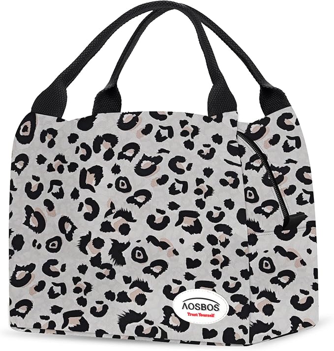 Aosbos Lunch Bags for Adult Lunch Box for Women Insulated Lunch Cooler Bag Loncheras Para Mujer Meal Prep Lunch Pail Lunch Tote Bag for Work Office Picnic, Leopard