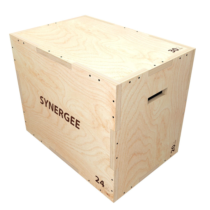 Synergee 3 in 1 Wood Plyometric Box for Jump Training and Conditioning. Wooden Plyo Box All in One Jump Trainer. Size - 30/24/20