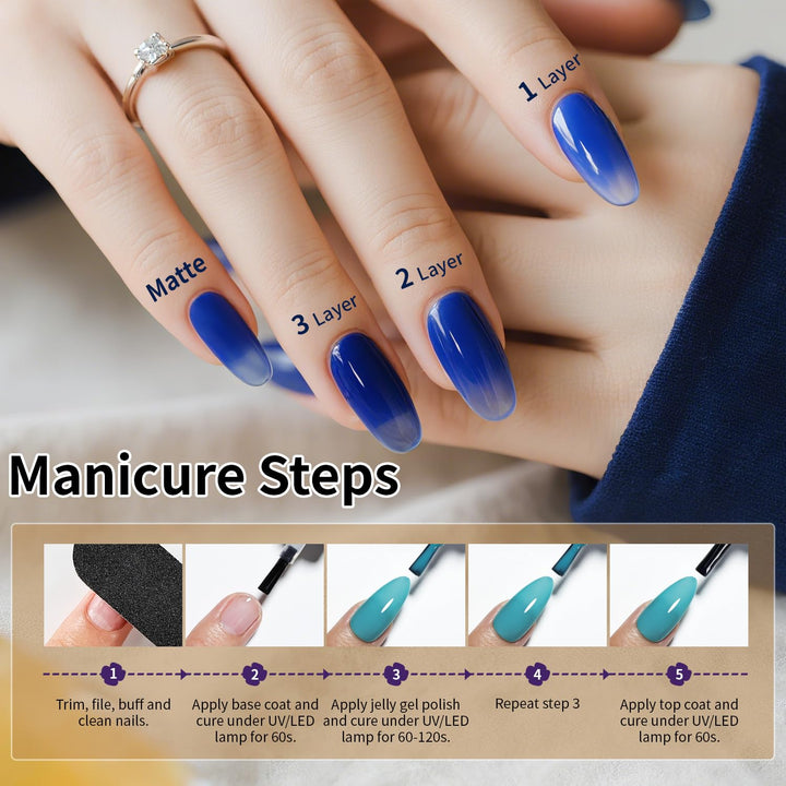 60 PCS Gel Nail Polish Kit | UV Light | 55 Beautiful Colors for Home & Salon