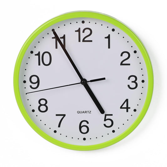 DIVCHI Wall Clock Silent & Non-ticking Modern Battery Operated Digital Quiet Sweep Office Home School Kitchen Decor Clocks (Green)