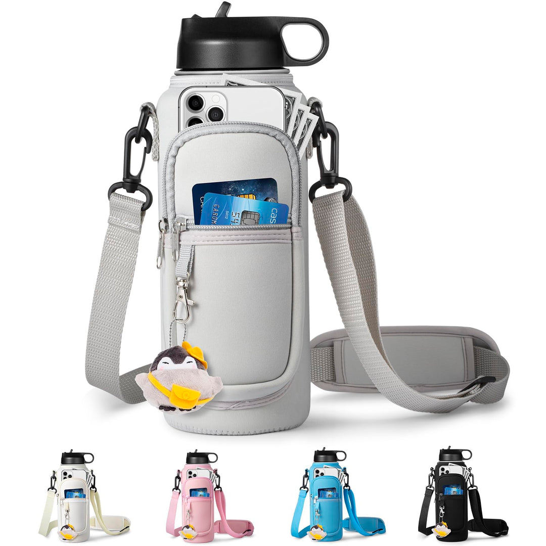 RRegeny Water Bottle Holder with Strap for Hydroflask 32oz 40oz Insulated Water Bottle, Carrier Sling Bag with Phone Pocket Water Bottle Sleeve for Men Women Hiking Camping Travelling