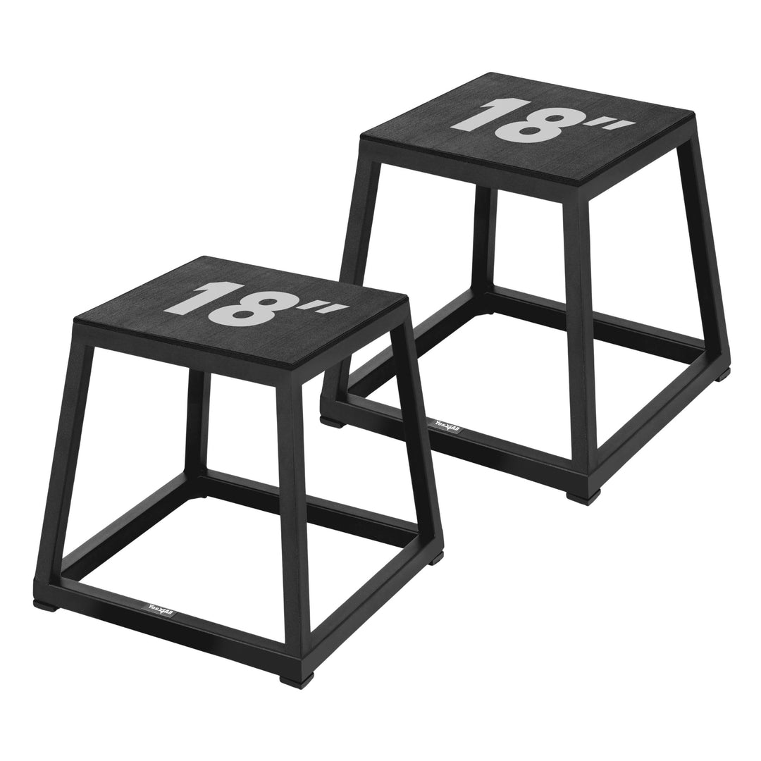 Yes4All Metal Plyo Box - Set of 2 Steel Plyometric Box 18" - Sturdy, Anti-Slip, and Perfect for Home Gym Workouts