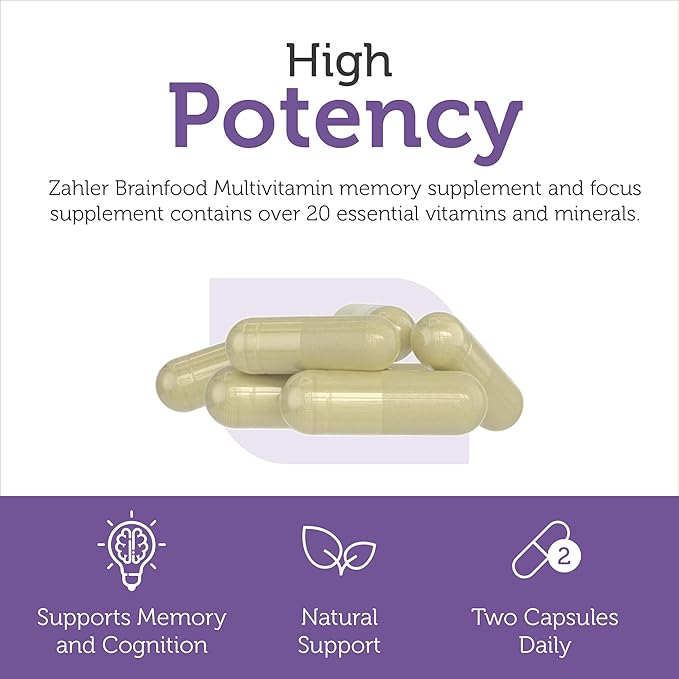 Zahler - Multivitamin Brain Supplement (60 Count) Kosher Brainfood Capsules for Adults with Neuro Factor & Lion's Mane - Nootropic Brain Supplements for Memory Support - Focus Mental Energy Boost