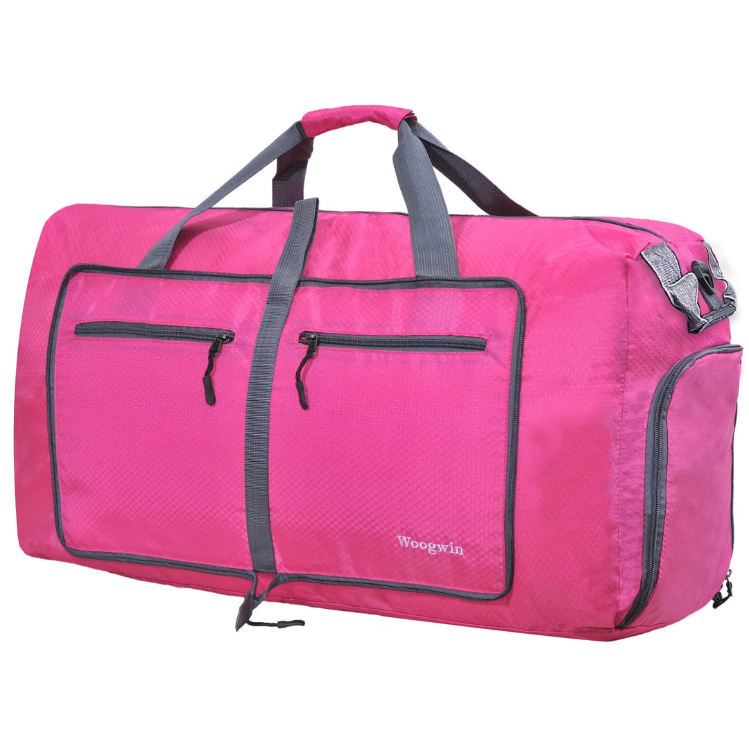 Woogwin Travel Duffel Bag Large Foldable Waterproof Overnight Bag for Beach Swim Bags Pool Sports Gym (100L Rose)