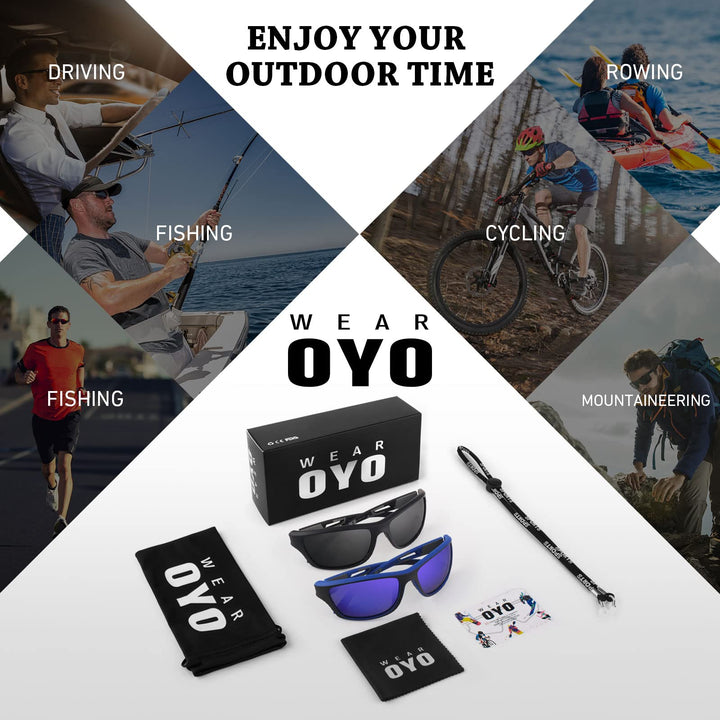 WEAROYO Polarized Sports Sunglasses for Men Women,Fishing Driving Rectangular Goggles UV400 Protection