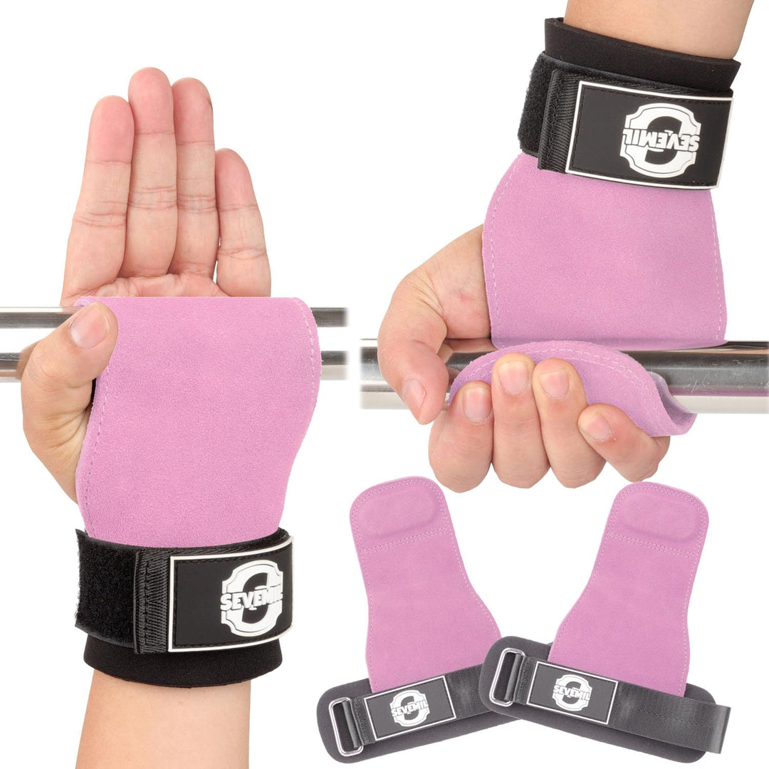 Weight Lifting Wrist Straps, Double Layer Leather Hand Grip Deadlift Straps with Padded Wrist Support for Weightlifting and Workout Adjustable Neoprene Gym Accessories Hooks for Men and Women (Pair)