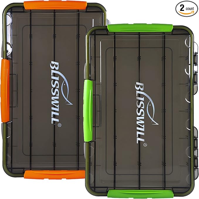 BLISSWILL Fishing Tackle Storage Trays,Fishing Tackle Box,Storage Organizer Box,3600/3700 Tackle Trays with Removable Dividers,Tea-Colored Transparent Waterproof Fishing Tackle Storage