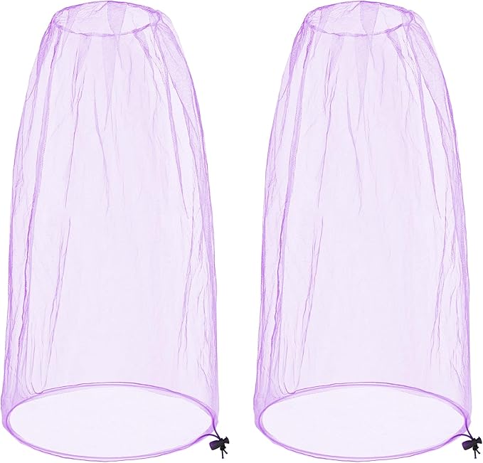 2 Pack Ultra Large Mosquito Net 42x25 Inches Mosquito Head Net Oversized Insect Netting Bug Fits Most Hats for Gardening Hiking Fishing Traveling(Light Purple)