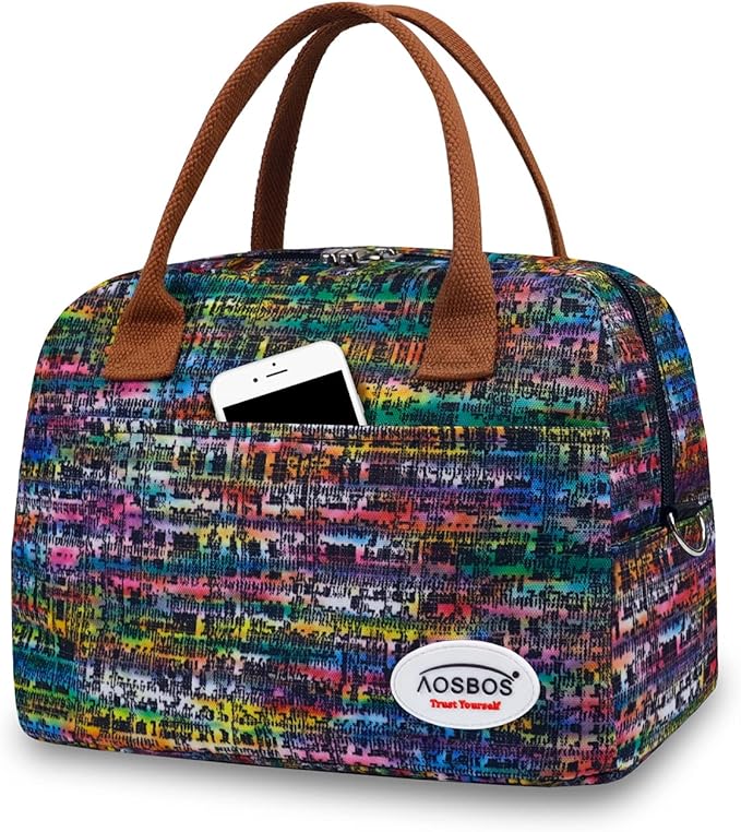 Aosbos Lunch Box for Women Lunch Bags for Adult Insulated Lunch Cooler Bag - Thermal Tote Boxes Reusable Meal Prep Containers, Colorful