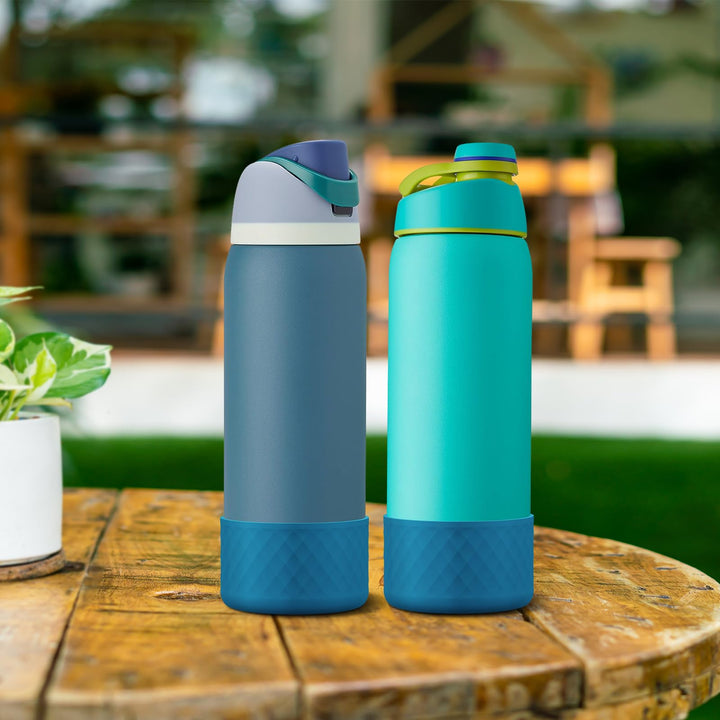 Alwenid 2PCS Silicone Water Bottle Boot for Owala 40 Oz, Anti-Slip Protective Sleeve Bottom Bumper Protector for FreeSip, Twist, and Flip Stainless Steel Water Bottles (Dark Blue)