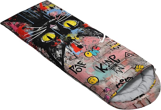 AILONEN Boys Sports Camping Sleeping Bags,Lightweight & Waterproof,3 Season Warm & Cool Weather,Black Player Basketball Sleeping Bags for Kids Adults,Travelling,Outdoors