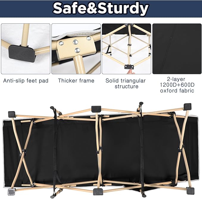 Wenqik 2 Pack 450lbs Max Load Camping Cot for Adults with Carry Bag Portable Folding Outdoor Sleeping Cot Heavy Duty Bed for Traveling Camp Military Office Nap Beach Home Lounging