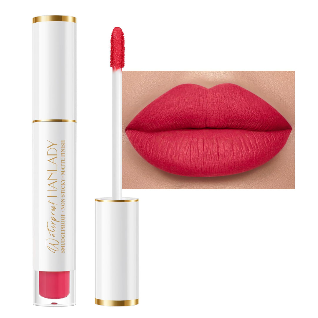 HANLADY Bright Red Lipstick Long Lasting Lipsticks for Women Pigmented Smudgeproof Transferproof Vegan Cruelty Free Lip Makeup, A52 Enjoyful