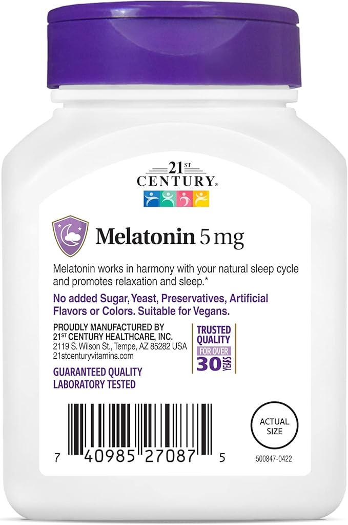 21st Century Melatonin 5 mg Tablets, 120 Count (Pack of 2)