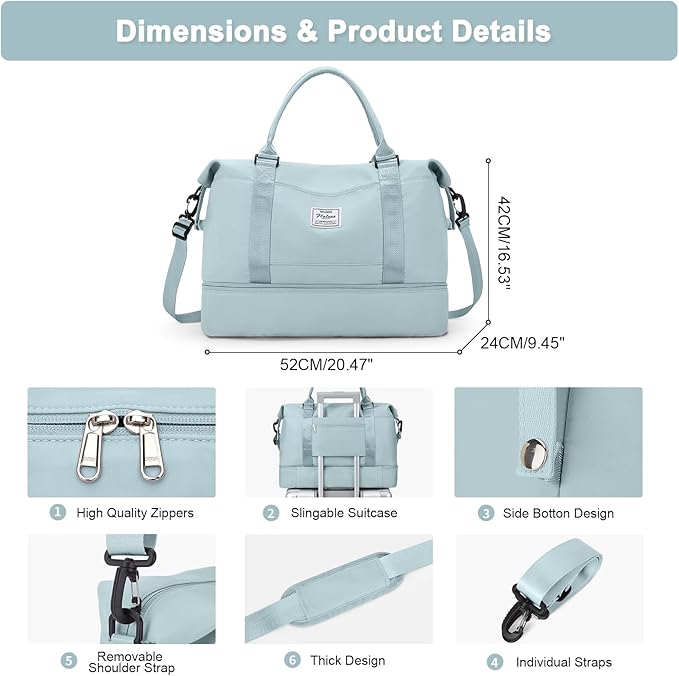 Travel Duffel Bag,Sports Tote Gym Bag,Shoulder Weekender Overnight Bag for Women