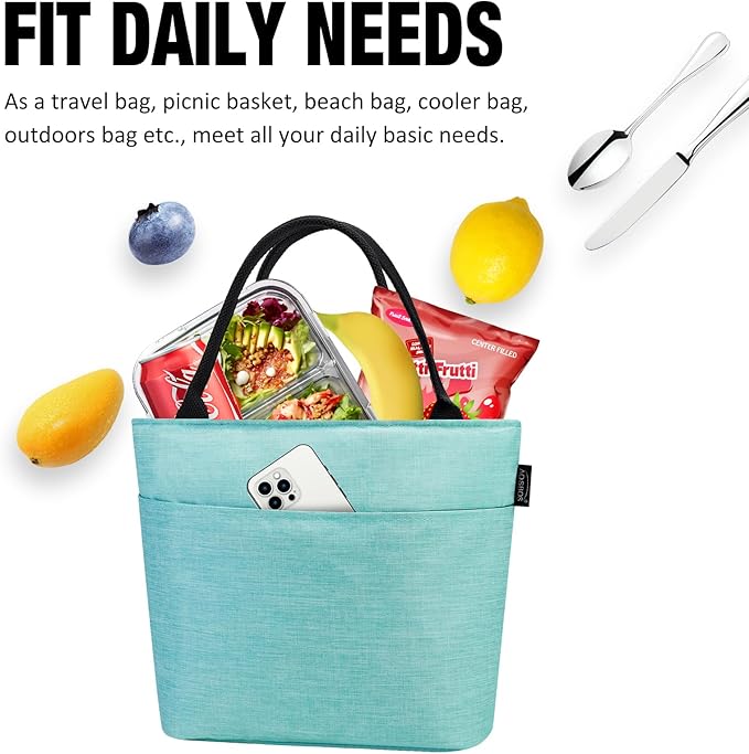 Aosbos Lunch Bag Lunch Box for Women Adult Insulated Lunch Cooler Bag Thermal LunchBox Lunch Tote Bolsa Termica Almuerzo Lonchera, Green