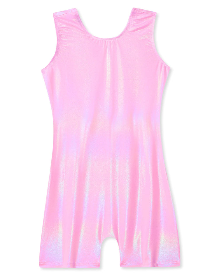 Domusgo Girls Leotards for Gymnastics Size 5-6 Years Old Shiny Pink One Piece Biketards