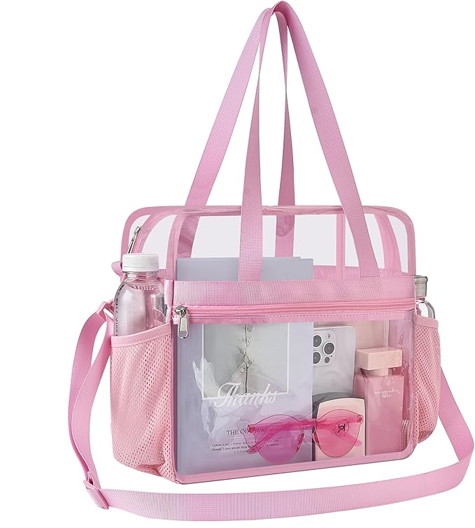 USPECLARE Clear Tote Stadium Approved, Security Travel & Gym Clear Bag for Work Sports Games Concerts