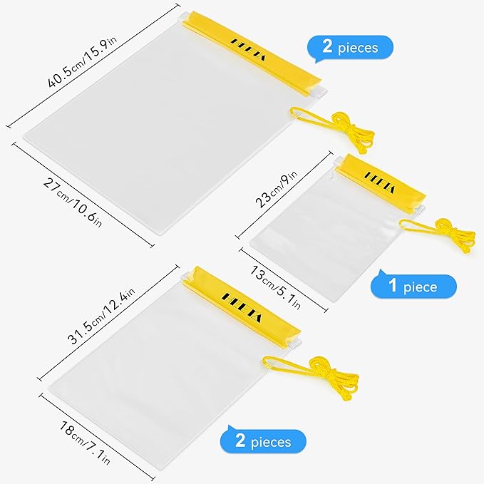 HEETA 5-Pack Clear Waterproof Dry Bag, Water Tight Cases Pouch Dry Bags for Camera Mobile Phone Maps, Kayaking Boating Document Holder
